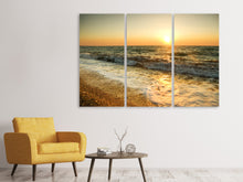 Laden Sie das Bild in den Galerie-Viewer, Leinwandbild 3-teilig Sonnenuntergang am Meer