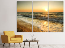 Laden Sie das Bild in den Galerie-Viewer, Leinwandbild 3-teilig Sonnenuntergang am Meer