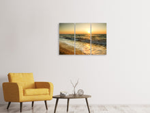 Laden Sie das Bild in den Galerie-Viewer, Leinwandbild 3-teilig Sonnenuntergang am Meer
