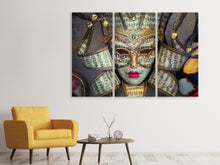 Laden Sie das Bild in den Galerie-Viewer, Leinwandbild 3-teilig Venezianische Maske