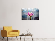 Laden Sie das Bild in den Galerie-Viewer, Leinwandbild 3-teilig Lotus im Morgentau