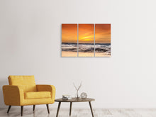 Laden Sie das Bild in den Galerie-Viewer, Leinwandbild 3-teilig See mit Sonnenuntergang