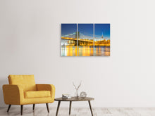 Laden Sie das Bild in den Galerie-Viewer, Leinwandbild 3-teilig Brooklyn Bridge bei Nacht