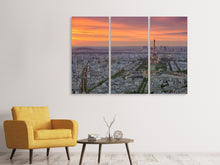 Laden Sie das Bild in den Galerie-Viewer, Leinwandbild 3-teilig Skyline Paris bei Sonnenuntergang