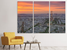 Laden Sie das Bild in den Galerie-Viewer, Leinwandbild 3-teilig Skyline Paris bei Sonnenuntergang