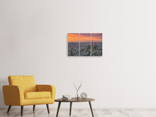 Laden Sie das Bild in den Galerie-Viewer, Leinwandbild 3-teilig Skyline Paris bei Sonnenuntergang
