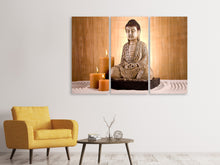 Laden Sie das Bild in den Galerie-Viewer, Leinwandbild 3-teilig Buddha in der Meditation
