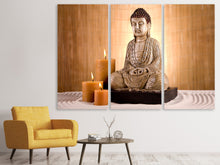 Laden Sie das Bild in den Galerie-Viewer, Leinwandbild 3-teilig Buddha in der Meditation