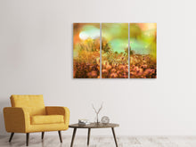 Laden Sie das Bild in den Galerie-Viewer, Leinwandbild 3-teilig Blumenwiese in der Abenddämmerung