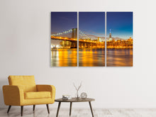 Laden Sie das Bild in den Galerie-Viewer, Leinwandbild 3-teilig Skyline NY Williamsburg Bridge