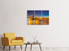 Laden Sie das Bild in den Galerie-Viewer, Leinwandbild 3-teilig Skyline NY Williamsburg Bridge