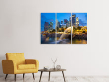 Laden Sie das Bild in den Galerie-Viewer, Leinwandbild 3-teilig Skyline Singapur im Lichtermeer