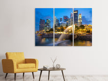 Laden Sie das Bild in den Galerie-Viewer, Leinwandbild 3-teilig Skyline Singapur im Lichtermeer
