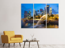 Laden Sie das Bild in den Galerie-Viewer, Leinwandbild 3-teilig Skyline Singapur im Lichtermeer