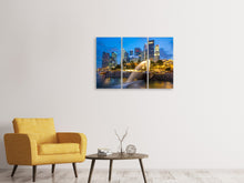 Laden Sie das Bild in den Galerie-Viewer, Leinwandbild 3-teilig Skyline Singapur im Lichtermeer