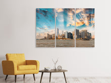 Laden Sie das Bild in den Galerie-Viewer, Leinwandbild 3-teilig Skyline New York from the other Side
