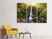 Laden Sie das Bild in den Galerie-Viewer, Leinwandbild 3-teilig Wasserfall Bali