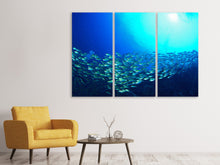 Laden Sie das Bild in den Galerie-Viewer, Leinwandbild 3-teilig Fischschwarm