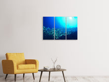 Laden Sie das Bild in den Galerie-Viewer, Leinwandbild 3-teilig Fischschwarm