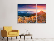 Laden Sie das Bild in den Galerie-Viewer, Leinwandbild 3-teilig Sonnenuntergang in den Alpen