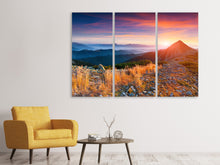 Laden Sie das Bild in den Galerie-Viewer, Leinwandbild 3-teilig Sonnenuntergang in den Alpen