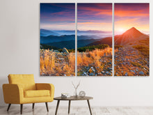 Laden Sie das Bild in den Galerie-Viewer, Leinwandbild 3-teilig Sonnenuntergang in den Alpen