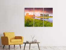 Laden Sie das Bild in den Galerie-Viewer, Leinwandbild 3-teilig Sonnenuntergang am See