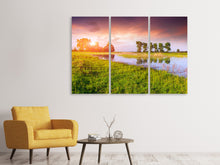 Laden Sie das Bild in den Galerie-Viewer, Leinwandbild 3-teilig Sonnenuntergang am See