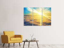 Laden Sie das Bild in den Galerie-Viewer, Leinwandbild 3-teilig Sonnenuntergang über den Wolken