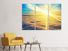 Laden Sie das Bild in den Galerie-Viewer, Leinwandbild 3-teilig Sonnenuntergang über den Wolken