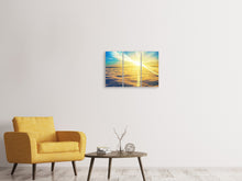 Laden Sie das Bild in den Galerie-Viewer, Leinwandbild 3-teilig Sonnenuntergang über den Wolken