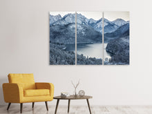 Laden Sie das Bild in den Galerie-Viewer, Leinwandbild 3-teilig Schwarzweissfotografie Berge