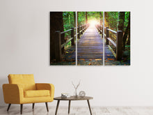 Laden Sie das Bild in den Galerie-Viewer, Leinwandbild 3-teilig Die Brücke im Wald