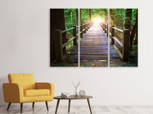 Laden Sie das Bild in den Galerie-Viewer, Leinwandbild 3-teilig Die Brücke im Wald