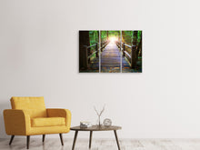 Laden Sie das Bild in den Galerie-Viewer, Leinwandbild 3-teilig Die Brücke im Wald