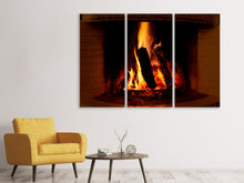 Laden Sie das Bild in den Galerie-Viewer, Leinwandbild 3-teilig Feuer im Kamin