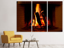 Laden Sie das Bild in den Galerie-Viewer, Leinwandbild 3-teilig Feuer im Kamin