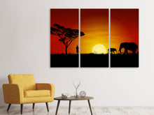 Laden Sie das Bild in den Galerie-Viewer, Leinwandbild 3-teilig Afrikanische Steppenelefanten