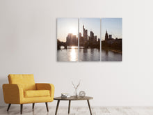Laden Sie das Bild in den Galerie-Viewer, Leinwandbild 3-teilig Skyline Sonnenaufgang bei Frankfurt am Main