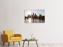 Laden Sie das Bild in den Galerie-Viewer, Leinwandbild 3-teilig Skyline Sonnenaufgang bei Frankfurt am Main
