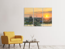 Laden Sie das Bild in den Galerie-Viewer, Leinwandbild 3-teilig Skyline Köln bei Sonnenuntergang