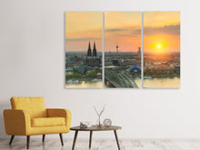 Laden Sie das Bild in den Galerie-Viewer, Leinwandbild 3-teilig Skyline Köln bei Sonnenuntergang