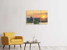 Laden Sie das Bild in den Galerie-Viewer, Leinwandbild 3-teilig Skyline Köln bei Sonnenuntergang