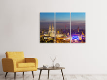 Laden Sie das Bild in den Galerie-Viewer, Leinwandbild 3-teilig Skyline Kölner Dom bei Nacht