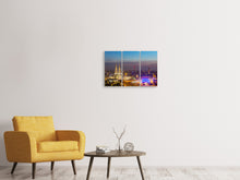 Laden Sie das Bild in den Galerie-Viewer, Leinwandbild 3-teilig Skyline Kölner Dom bei Nacht