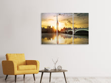 Laden Sie das Bild in den Galerie-Viewer, Leinwandbild 3-teilig Skyline Big Ben im Sonnenuntergang