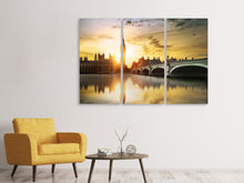 Laden Sie das Bild in den Galerie-Viewer, Leinwandbild 3-teilig Skyline Big Ben im Sonnenuntergang