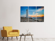 Laden Sie das Bild in den Galerie-Viewer, Leinwandbild 3-teilig Sonnenuntergang am Leuchtturm