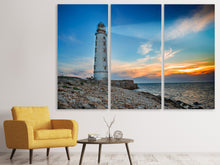 Laden Sie das Bild in den Galerie-Viewer, Leinwandbild 3-teilig Sonnenuntergang am Leuchtturm
