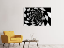 Laden Sie das Bild in den Galerie-Viewer, Leinwandbild 3-teilig Abstrakter Tunnel Black &amp; White